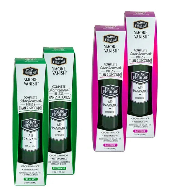 Smoke Vanish, Fresh Mist & Lavender, 2 Oz. (60 Ml.). 2 Pieces - Plastic Wrapped. - AromaQuest - Instant Fresh Air