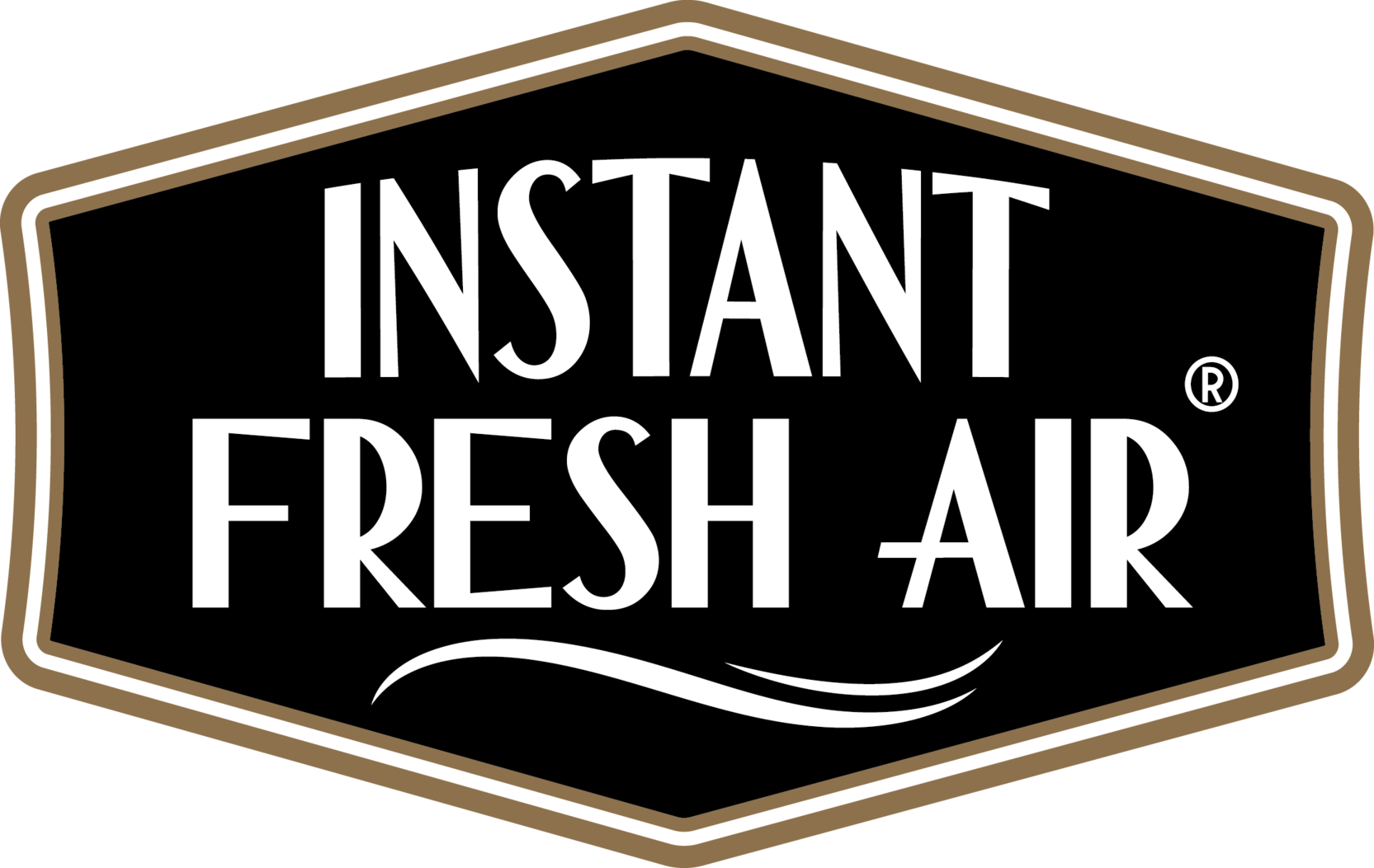 Logo of Instant Fresh Air with a black background and gold border
