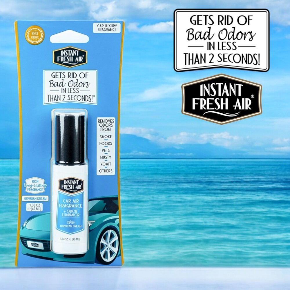 CAR FRESHNESS SET: 4 Car Air Hawaiian Dream, 1.35 Oz (40 Ml) + 1 Car Spill, 4 Oz (120 Ml).