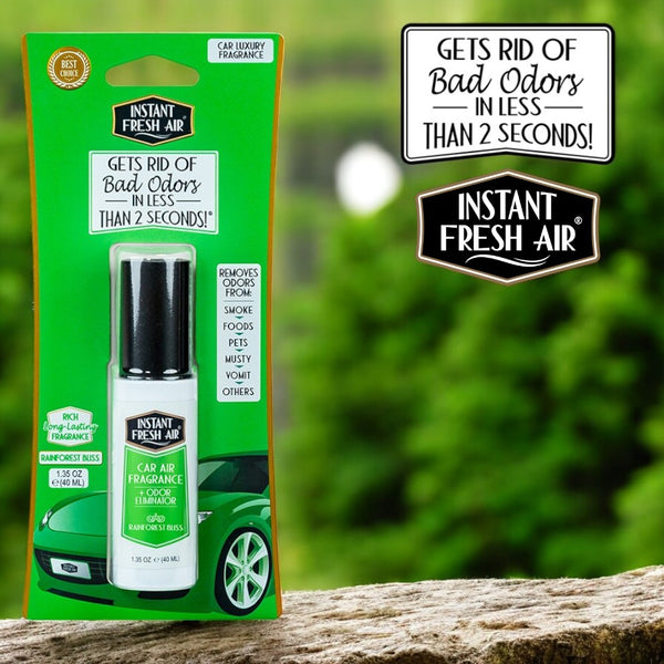 CAR FRESHNESS SET: 4 Car Rainforest Bliss, 1.35 Oz (40 Ml) + 1 Car Spill, 4 Oz (120 Ml).