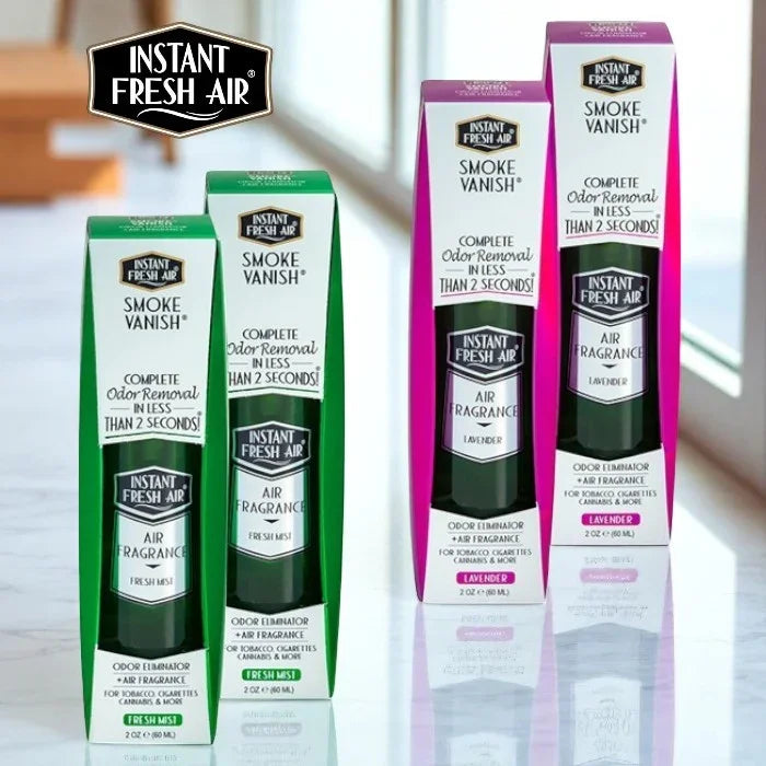 Smoke Vanish, Fresh Mist & Lavender, 2 Oz. (60 Ml.). 2 Pieces - Plastic Wrapped. - AromaQuest - Instant Fresh Air